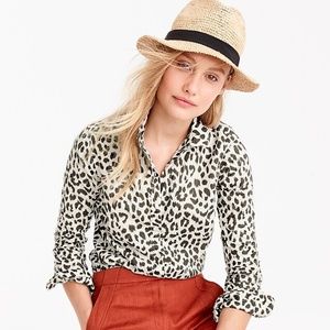 J.Crew Perfect Shirt in Leopard with RED Buttons